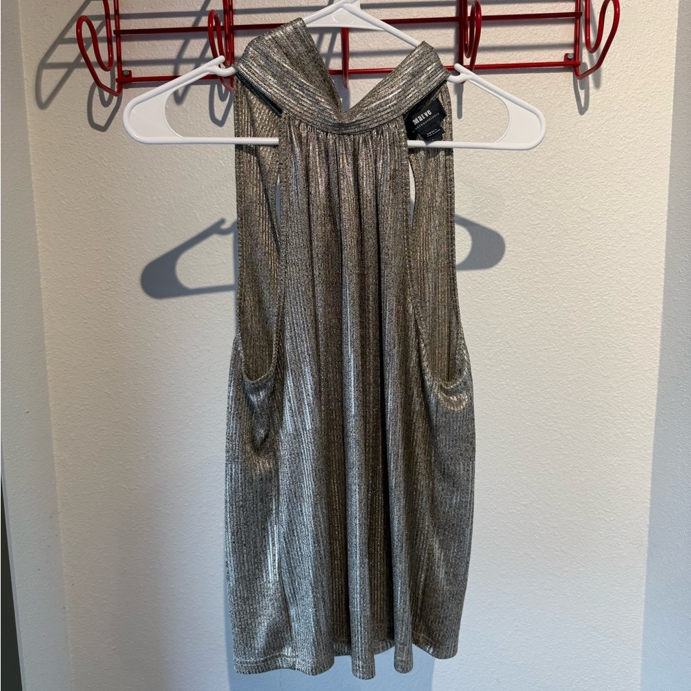 Silver Metallic Halter Top